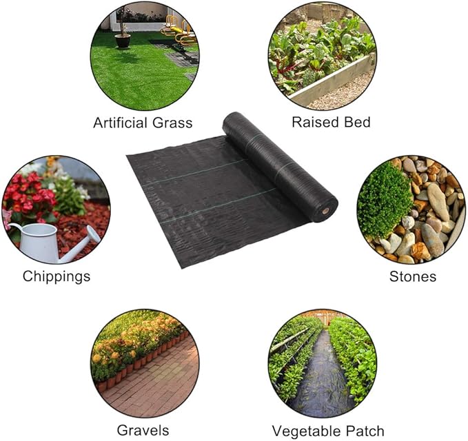 TUFFIOM Weed Barrier Garden Landscape Fabric, Woven Ground Cover, 125gsm Heavy Duty Material for Superior Weed Control, Perfect for Greenhouse, Yard, Flower Bed, Garden (4 x 100 FT)