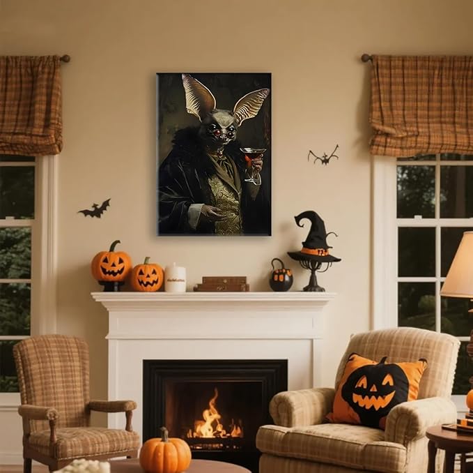 Gothic Bats Decor Wall Art Halloween Decorations Vintage Decor for Dark Academia Aesthetic Room and Gothic Home Decor