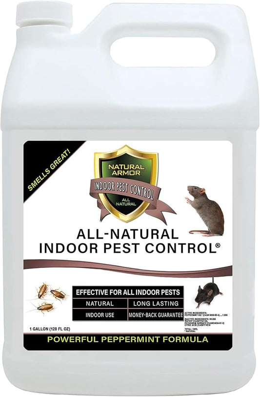 Peppermint Repellent for Indoor Pest Control - All Natural & Safe Spray for Outdoor Use. Natural Armor Indoor Pest Control. 128 Oz Gallon, Refill