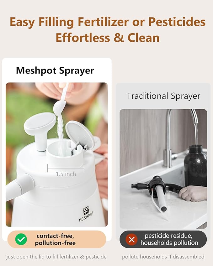 0.6 Gallon Garden Pump Sprayer, Easy to Fill with One Finger, 80 oz Small Water Sprayer Provide 3 Spraying Patterns, Handheld Weed Sprayer with Pressure Release Valve (2.4L White)