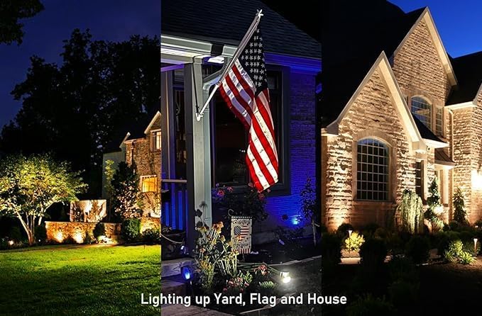 Outdoor Spotlights, Metal Case Warm White Landscape Lights Yard Spot Light IP65 Waterproof Uplights with Spiked Stand for Garden Lawn Pathway Front Porch (4 Lights)