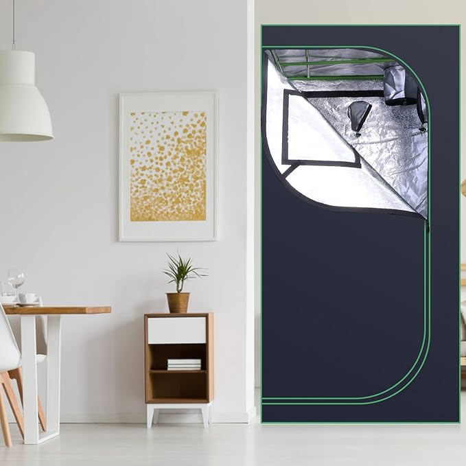 24''x24''x48'' Grow Tent Hydroponic Higher Density 600D Mylar Reflective Indoor Plant Greenhouse with Observation Window and Removable Floor Tray for Flora Vegetables Flower