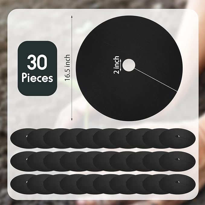 Macarrie 30 Pieces Weed Barrier Mats Non Woven Tree Mulch Ring Thickened Tree Protectors Mat Black Mulch Reusable Rings Landscaping Plant Cover Round Anti Grass Gardening Fabric Cover (16.5 Inch)