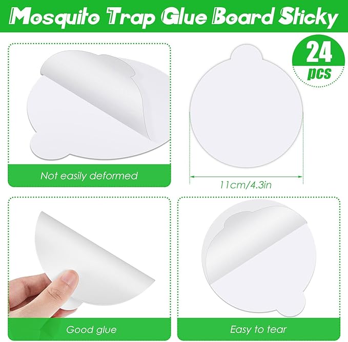 48 Pcs Round Insect Trap Refillable Glue Boards Sticky Fruit Fly Trap Mosquito Fly Killer for Mosquitoes Fruit Flies Gnats Moths Fits Most Models Indoor Outdoor Lamp (7.1 Inch)