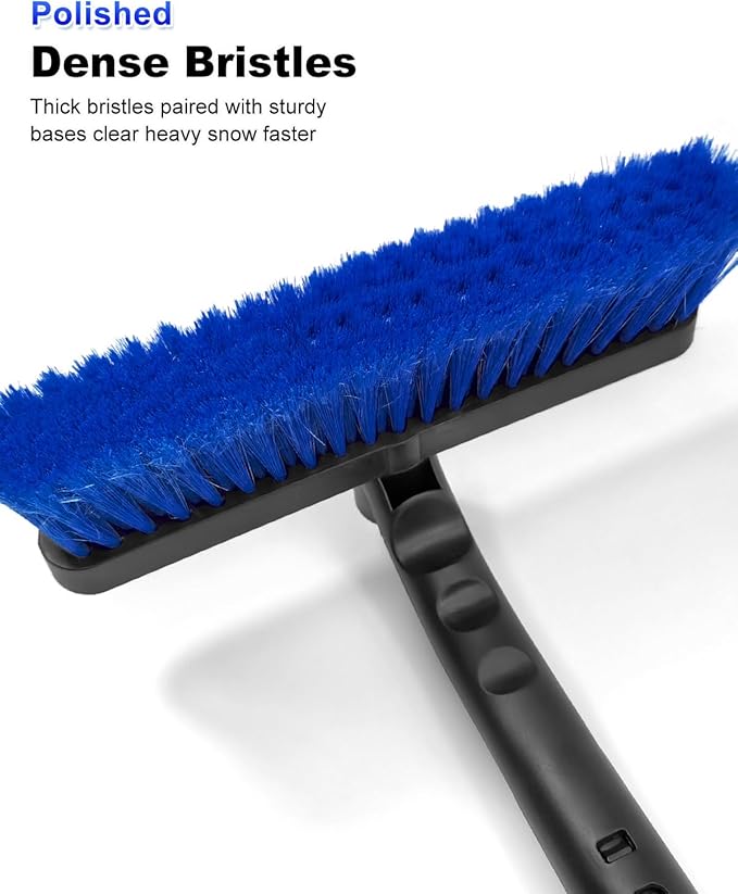 SEAAES 33 Inch Snow Brush and Ice Scraper for Car Windshield, Extendable Snow Scraper and Brush with Foam Grip for Truck SUV Vehicle Window - Blue