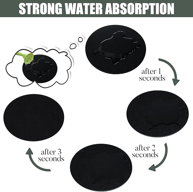 Plant Coaster Mat Reversible(Fabric/Leather),8Pcs Plant Coasters 4 Sizes(4/6/8/10inch) Plant Coasters for House Plants Indoor & Outdoor,Household Products Absorbent/Waterproof(8pcs Set)