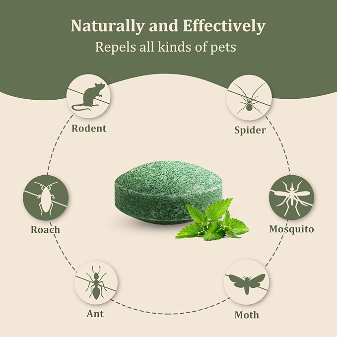 Mouse Repellent, 12 Pack Peppermint Oil Mouse Repellent for Car Engines, Indoor & Outdoor Use, Keep Mice Out of House and Garage, Safe for Pets and Family.