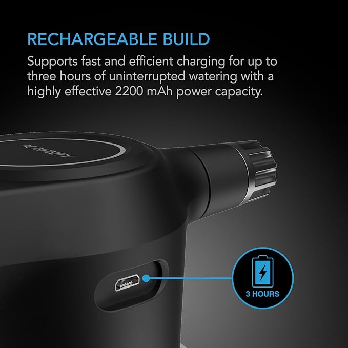 AC Infinity Automatic Sprayer, 2L Portable Electric Spray Bottle, USB Rechargeable with Adjustable Nozzle Spout for Plants Fertilizing Gardening and Cleaning (Graphite)