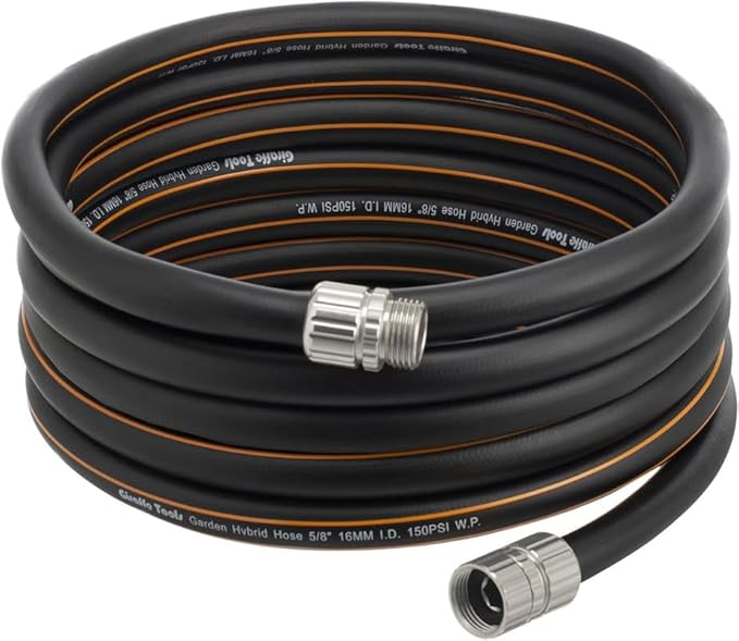 Giraffe Tools Garden Hose 30ft x 5/8", Custom Length, Heavy Duty, No Kink, Flexible, Rubber Garden Hose, Leakproof Water Hose with Male to Female Fittings, 600 Burst PSI