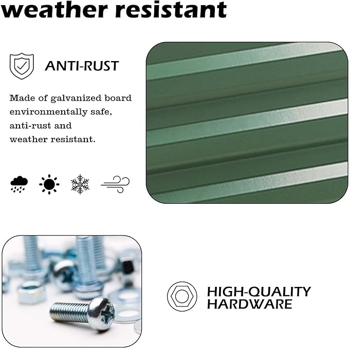 Aoodor 8 x 4 x 1 ft Outdoor Raised Garden Bed, Reinforced Galvanized Steel Planter Box for Vegetables, Herbs, and Flowers