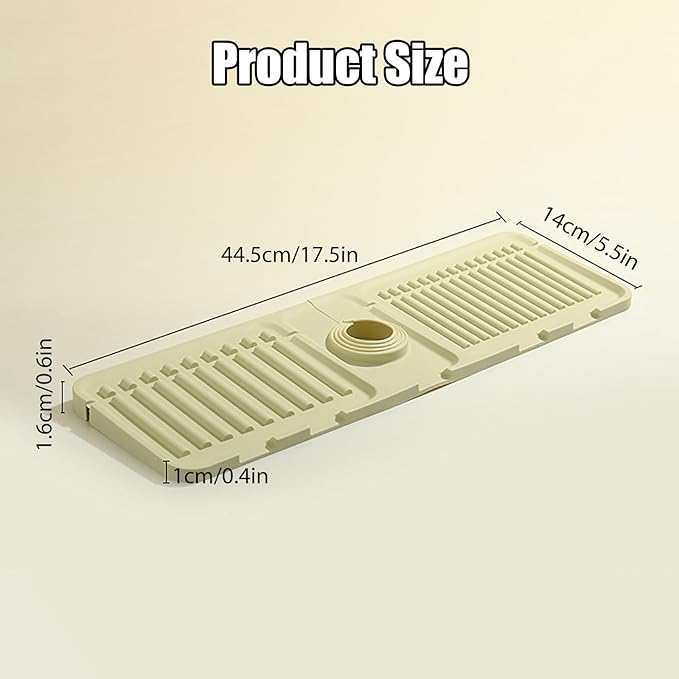 Faucet Mat for Kitchen Sink - 2024 Upgraded Premium Silicone Splash Guard with Fast Drying Properties - Protective Sink Tray Ideal for Stone Sinks in Kitchen & Bathroom (1, Yellow)