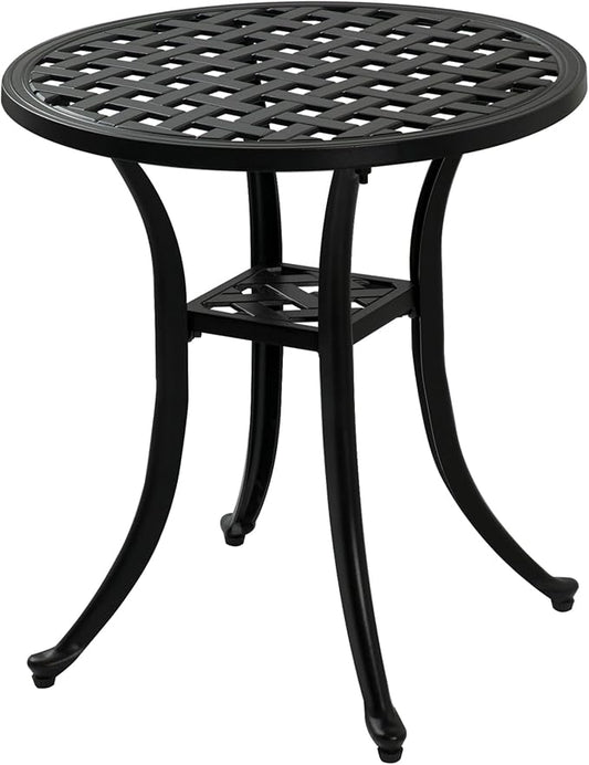 Outdoor Cast Aluminum Side Table End Table for Patio, Backyard, Pool, Indoor Companion, Easy Maintenance and Weather Resistant, Black…