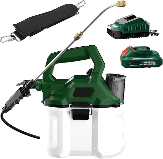 1 Gallon Battery Powered Sprayer Compatible with Makita 18V Battery, Electric Garden Sprayer with 20V 2.0Ah Battery, 2.0A Charger, Telescopic Wand, Adjustable Shoulder Strap for Garden Watering