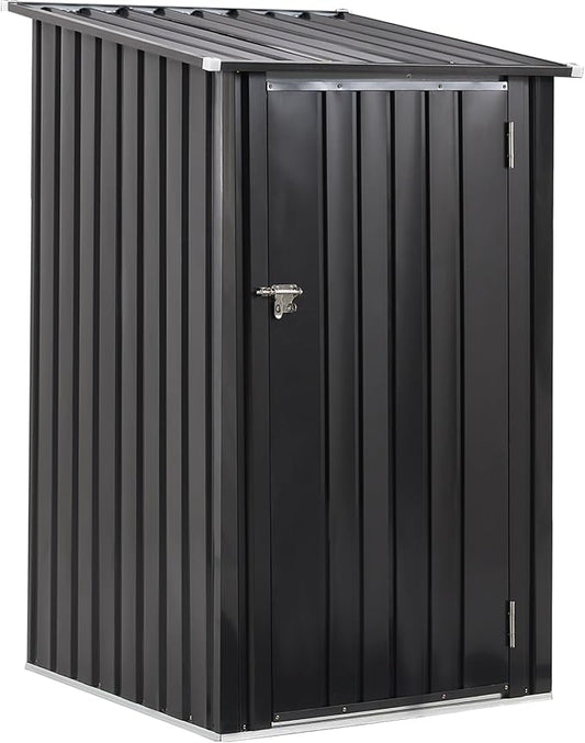 3x3 FT Outdoor Storage Shed, Metal Steel Garden Shed with Single Lockable Door, Small Shed Outdoor Steel Utility Tool Shed, Storage House Waterproof for Backyard Patio, Garden, Lawn(Dark Gray)