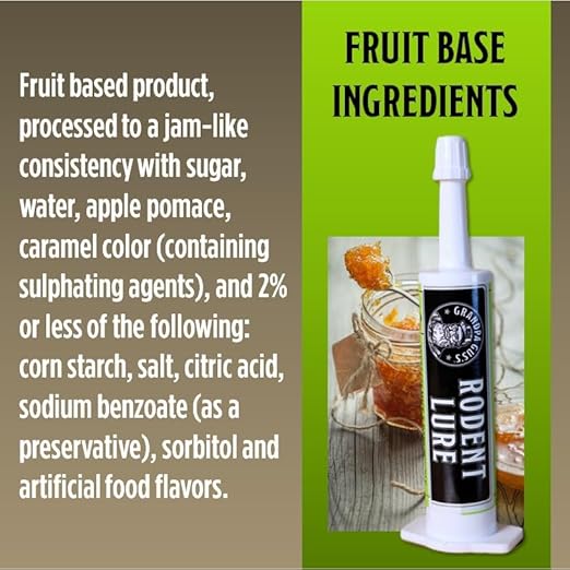 Grandpa Gus’s Food Grade Rodent Lure for Mouse & Rat Traps, Natural Bait Attractant, Non-Toxic & Safe, Compatible with Snap Traps & Glue Boards, Easy Syringe Application, 1.5 oz (Pack of 1)