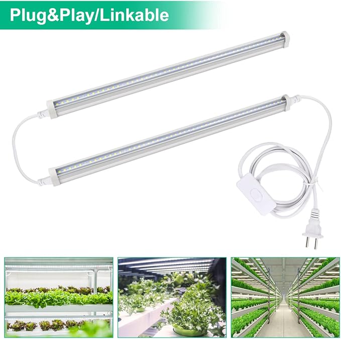T5 Grow Lights 5000K Full Spectrum,1.4FT (2pcs x 10 Watts) Plant Growing Lamp,End-to-End Connectable Led Light Strips for Indoor Plants Succulents Flowers Growing