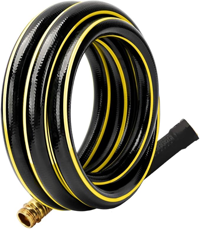 Solution4Patio Short Leader Garden Hose 3/4 in. x 10 ft. -Heavy Duty Durable Flexible Lightweight Water Pipe -Brass Aluminum Ends for Household & Commercial -Kink Free, Leakproof, Male/Female Fittings