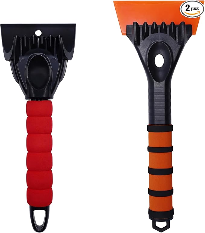 vivicreate Scratch-Free Ice Scraper for Car Windshield Frost Remover with Foam Handle Durable Snow Scraper 2 Pack Winter Car Tool for Quick Ice and Snow Removal