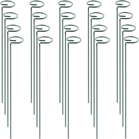 HiGift 20 Pack 24 Inch Plant Support Stakes, Single Stem Flower Support Stakes and Rings for The Garden, Metal Garden Stakes for Tall Plant Vegetables Amaryllis Orchid Lily Sunflower Rose Narcissus