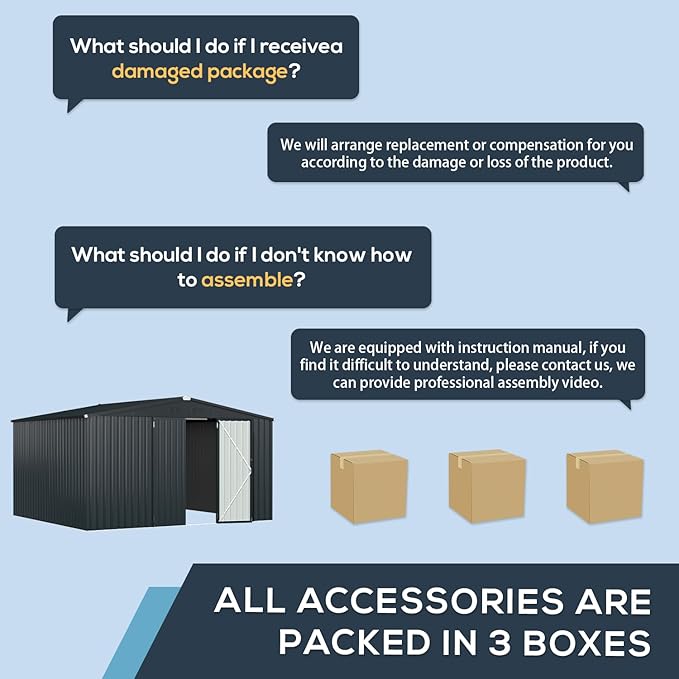 U-MAX Shed 10x10 Storage Shed, Large Metal Outside Garden Sheds & Outdoor Storage Clearance, Tool Shed Outdoor Storage Lockable for Backyard, Patio and Outside Use in Dark Grey