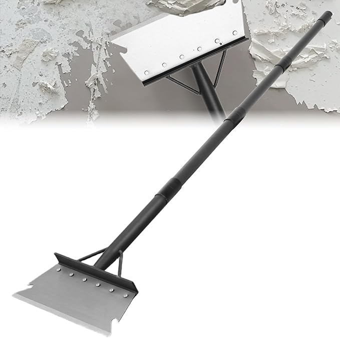 Garden Cleaning Shovel, Floor Scraper, Ice Scraper, 59 Inch Adjustable Heavy Duty Snow Scraper Long Handle, Garden Flat Shovel for Lawn Edging Weeding Digging Snow Removal and Ice Scraping, Sliver