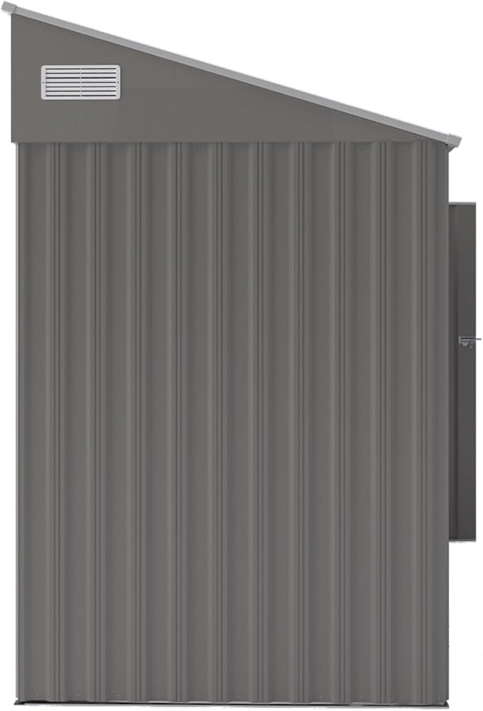 4×8 FT Outdoor Metal Storage Shed,Heavy-Duty Lean to Storage Shed with Lockable Single Side Hinge Door,Waterproof Metal Storage Tool House W/Sloping Roof,Air Vent&Protect Film,for Backyard,Gray