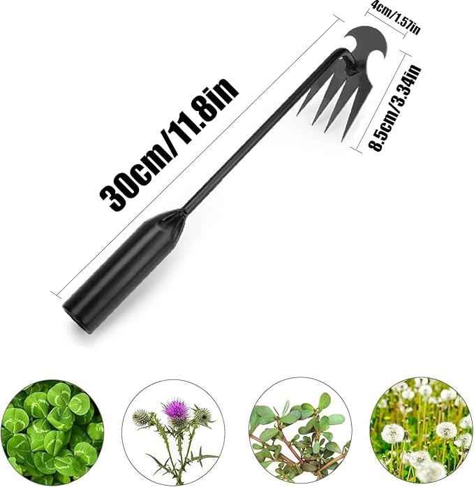 2Pcs Weed Puller Tool, Weeding Artifact Uprooting Steel Hand Weeder Tool for Garden Yard Farm - Durable Manganese, Manual Multifunctional Weeding Artifact Kit (Black)