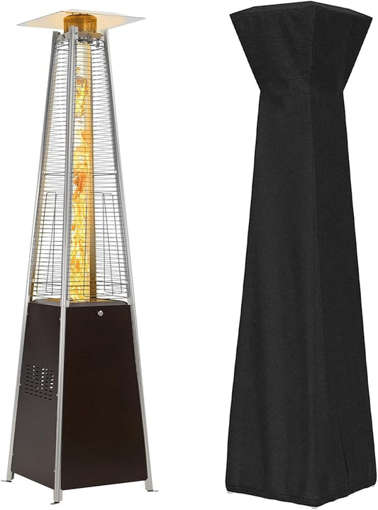 Pyramid Patio Heater,48,000 BTU Outdoor Propane Patio Heater with Detachable Wheels and Protective Cover for Terrace, Garden,Poolside (Hammered Bronze)