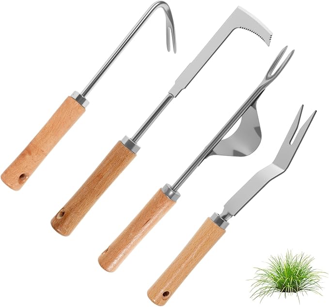 4 Pack Weed Puller Tool, Stainless Steel Hand Weeder Tool, Crevice Weeding Digger Tool, Gardening Tools for Cracks, Driveways, Lawn Edger, Moss Removal