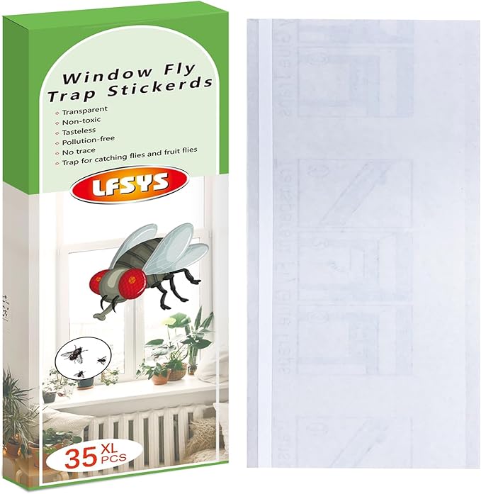 35XL Pack Window Fly Trap, Fruit Fly Traps for Indoors, Fly Trap Indoor Clear, Fly Paper Sticky Strips