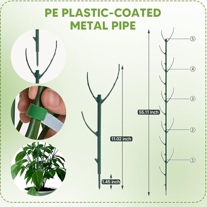 5 Pack Plant Support Stakes, Plants Sticks Supports, Stackable Monstera Plant Support Stakes Tall Holder for Indoor Outdoor, Adjustable Pothos Potted Plants Climber Supports Structures(10PCSC)