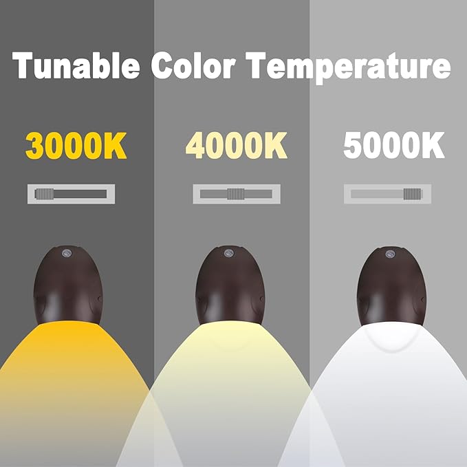 dephen 15W LED Emergency Wall Pack Light with Battery Backup and Photocell, Dusk to Dawn WallPack 3500K/4000K/5000K CCT, 90 Minutes 600Lm Security Lighting Self Test (UL-Listed)