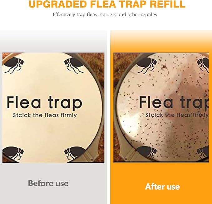 Flea Traps for Inside Your Home 2 Packs, Flea Trap for Indoor, Bed Bug Killer with Sticky Pads & Light Bulb Replacement, Natural Flea Infestation Treatment