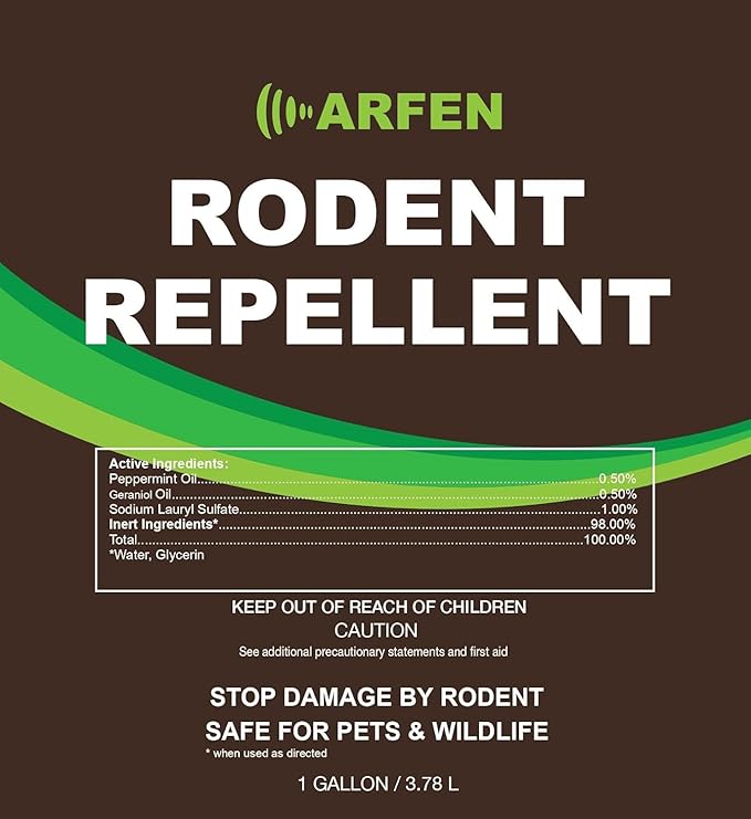 Rodent Repellent Spray – Effective Natural Peppermint Formula for Mice, Rats, Squirrels, and Rodents. Safe for Indoor, Outdoor, and Car Engines. Safe for People and Pets. (1 Gallon)