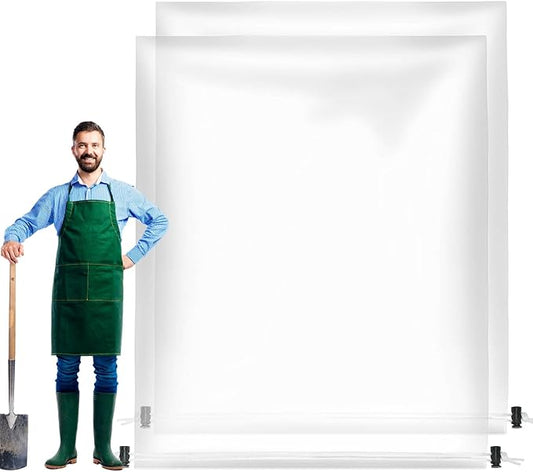 ANPHSIN 2 Pcs Extra Large Winter Plant Cover Freeze Protection - 70.8" x 82.7" Plastic Plant Frost Bags with Drawstring, Waterproof Plant Shelter Coverings for Outdoors Garden Shrubs Palm Fruit Trees