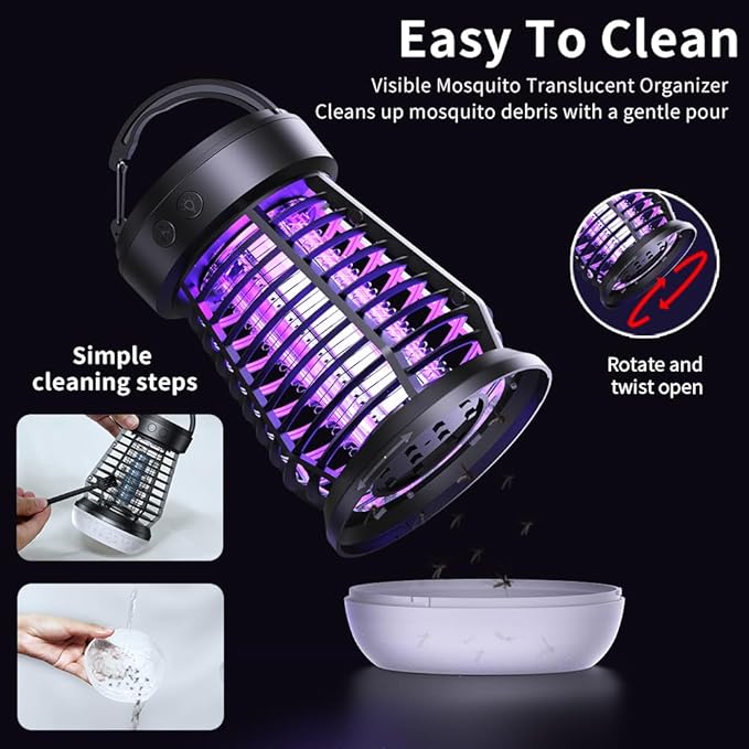 Portable Bug Zapper Indoor Outdoor, 2025 Upgraded Mosquito Zapper 3-in-1 Rechargeable Mosquito Killer & Camping Lamp,Suitable for Patio, Home, Backyard, Yard, Garden, Campsite