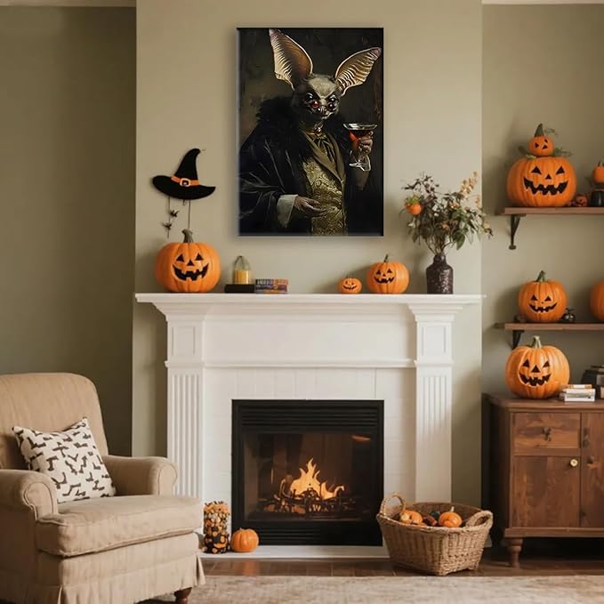 Gothic Bats Decor Wall Art Halloween Decorations Vintage Decor for Dark Academia Aesthetic Room and Gothic Home Decor