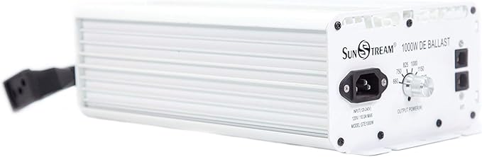 SunStream 1000 Watt HPS Light Dimmable Electronic Grow Light Ballast Controller Port for Indoor Plant (White)
