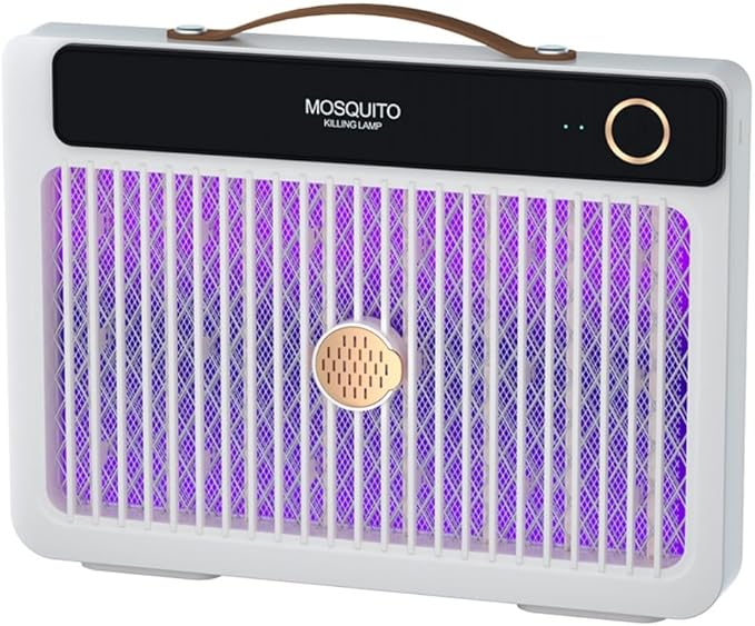 Portable Mosquito Killer Lamp with 4000mAh Rechargeable Battery, Indoor and Outdoor Use, Silent Bug Zapper, Cordless Electric Mosquito Trap for Camping, Home, and Travel (Pearl White)