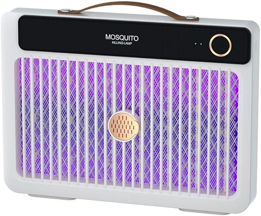 Portable Mosquito Killer Lamp with 4000mAh Rechargeable Battery, Indoor and Outdoor Use, Silent Bug Zapper, Cordless Electric Mosquito Trap for Camping, Home, and Travel (Pearl White)