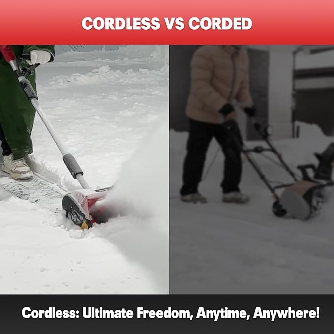 Mellif Brushless Snow Shovel Compatible with Milwaukee 18v Battery - Tool Only, 12in. Clear Width, 6in. Depth, 17ft. Throw Distance, Heavy-Duty, Cordless with Adjustable Chute, Weather-Resistant (Red)