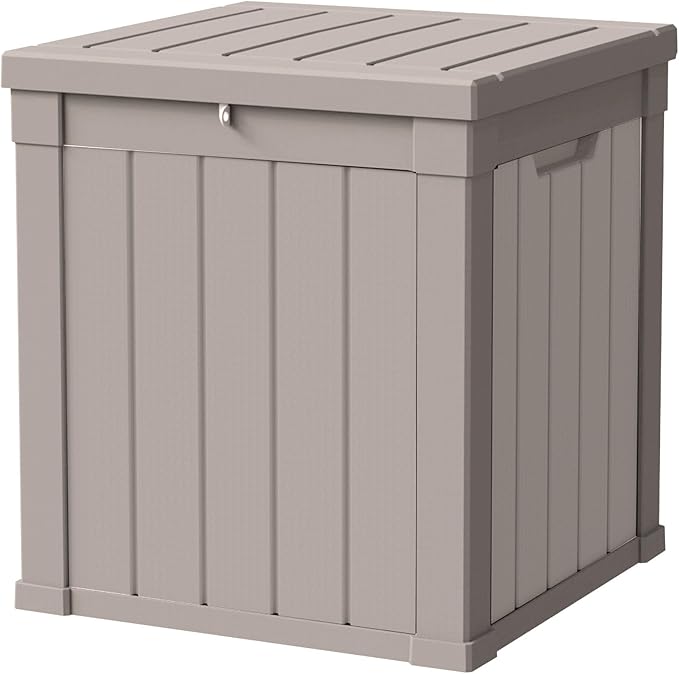 50 Gallon Storage Box, Waterproof Deck Box for Indoor & Outdoor Use, Lockable Pool Storage Bin for Package Delivery, Outdoor Bench for Patio Cushions, Garden Tools, Backyard, Grey