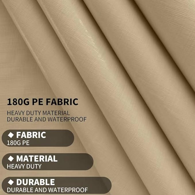 Carport Replacement Canopy, Replacement Top Cover for 10' x 20' Carport Frame, 180G PE Fabric Waterproof & UV Protected Tarp with Ball Bungees, Beige (Only Top Cover, Frame is not Included)