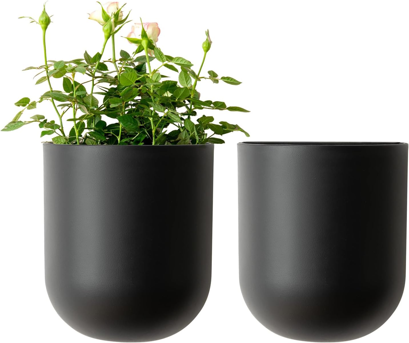 LA JOLIE MUSE Wall Hanging Planters for Indoor Plants，Hanging Flower Pots for Air Plants Succulent, Set of 2, 5.7L*4.1W*7H, Black