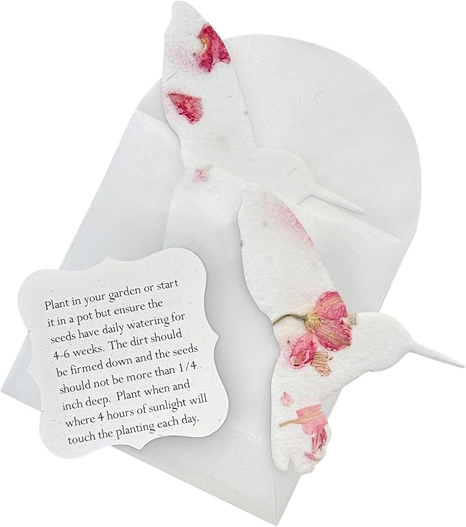 Set of 24 Pink Hummingbird Seed Paper – Plantable Seed Paper Embedded with Wildflower Seeds for Funeral, Memorial & Other Milestone Celebrations
