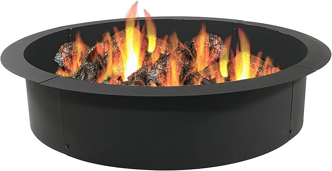 Sunnydaze Outdoor Fire Pit Ring - DIY Above or In-Ground Steel Fire Ring Insert - 45-Inch Outer/39-Inch Inner Diameter