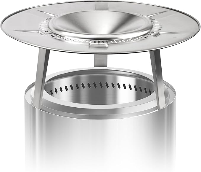 HGD Firepit Heat Deflector for 19.5" Solo Stove Bonfire - Portable 304 Stainless Steel Heat Diffuser Captures & Redirects Warmth, Detachable Firepit Camping Accessory
