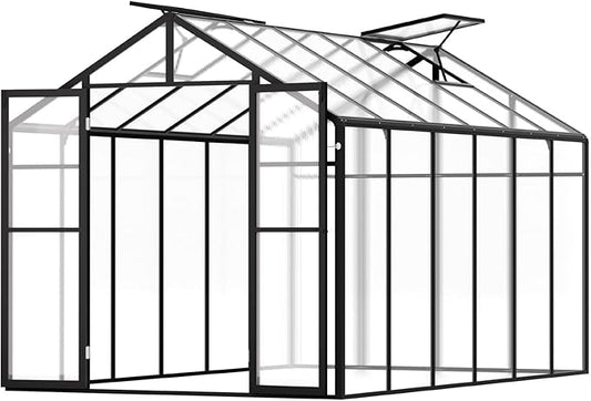 VEVOR Polycarbonate Greenhouse, 8 x 12 Ft, Outdoor Greenhouse with 2 Vent Windows, Pavilion Styled Greenhouse with Hinged Door, Aluminum Large Walk-in Greenhouse Kit for Outside Garden Backyard