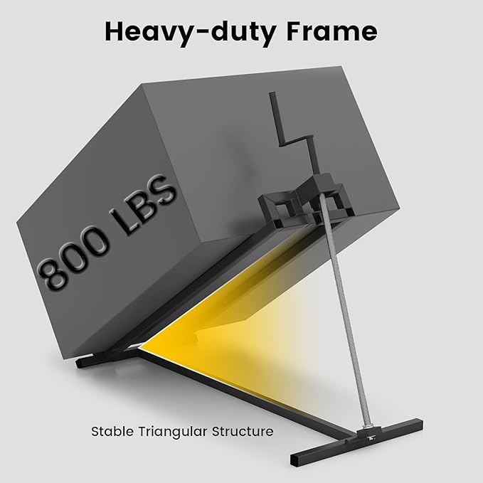 Goplus Lawn Mower Lift, 880LBS Folding Riding Mower Lift Jack with Adjustable Height, Manual Handle, Rotating Sleeve, Heavy Duty Lawn Tractor Lift, Zero Turn Mower Lift for Garden Farm, No Assembly