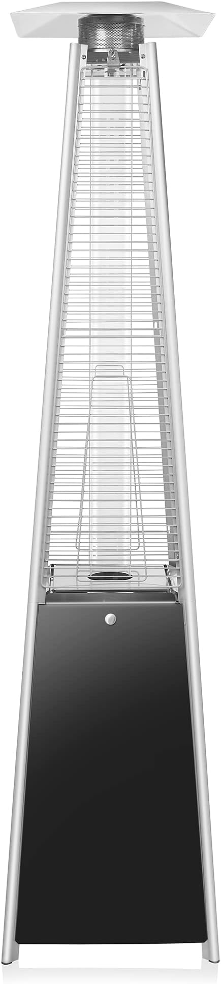 Casafield Outdoor Propane Patio Heater with Wheels, Black - Modern Dancing Flame, Commercial & Residential, Uses Standard 20lb LP Gas Tank